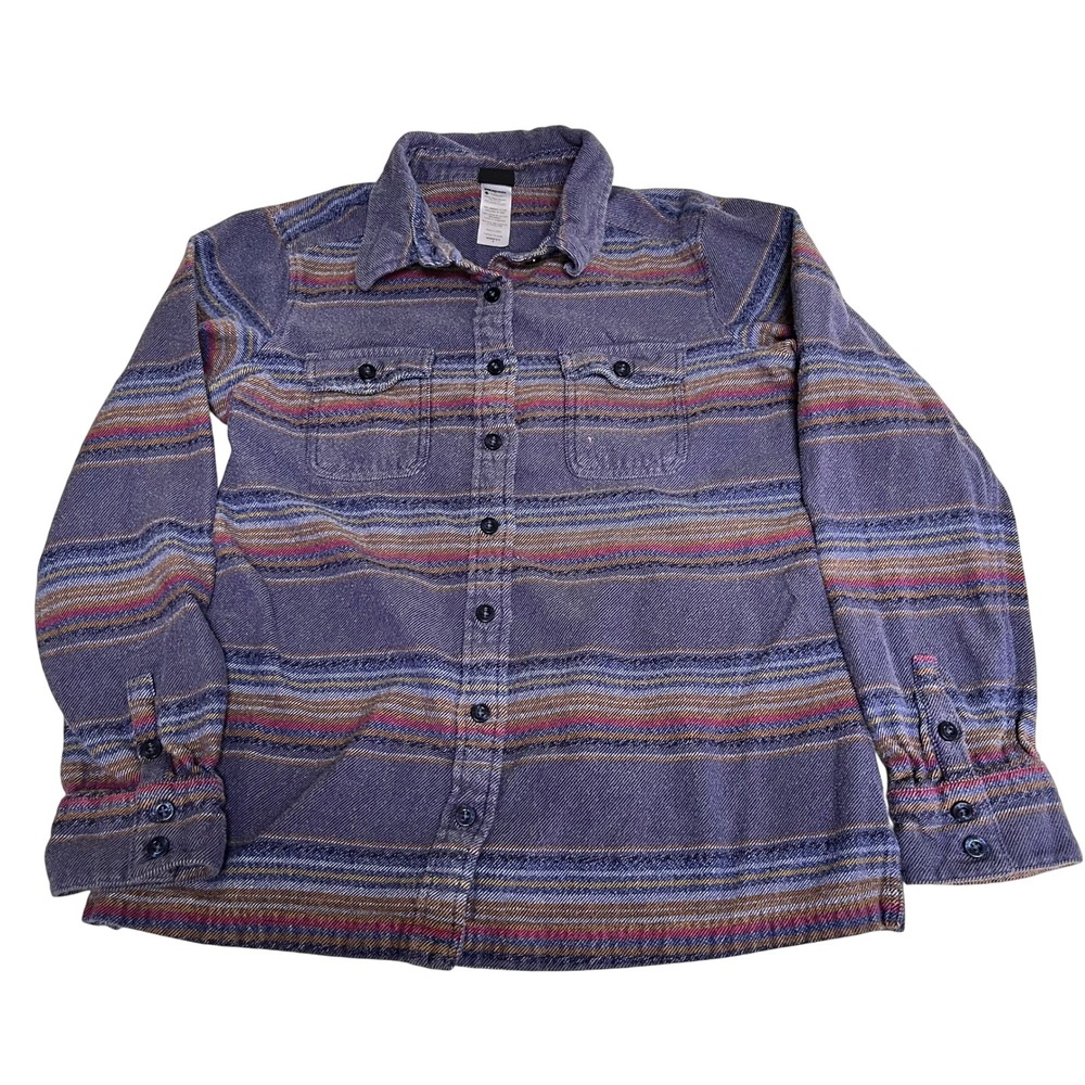 Patagonia Fjord Flannel Gaucho Purple Stripe Long Sleeve‎ Shirt Women's Size 6